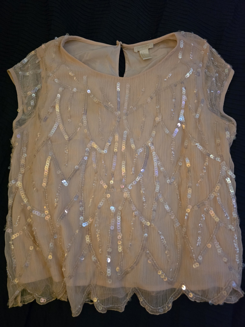 Forever 21 Sequin Embellished Blush Pink Cap Sleeve Top